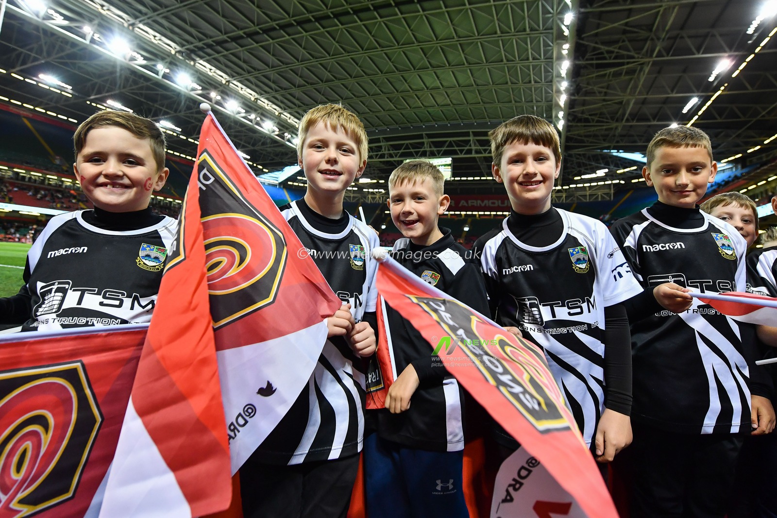 27th April 2019 , Principality Stadium , Cardiff, Wales ; Guinness pro 14â€™s, Round 21, Dragons vs Scarlets ; young Dragons fans ahead of the games against Scarlets

Credit:  Craig Thomas/News Images