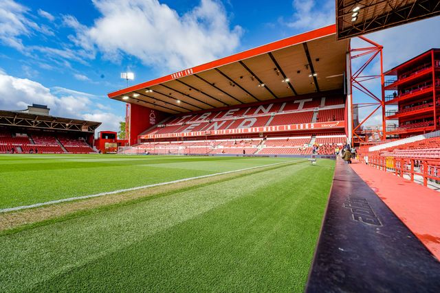 A general view of the pitch and stands during the Premier League match Nottingham Forest vs Aston Villa at City Ground, Nottingham, United Kingdom on 12 April 2026

(Photo by Maynard Manyowa/News Images)
