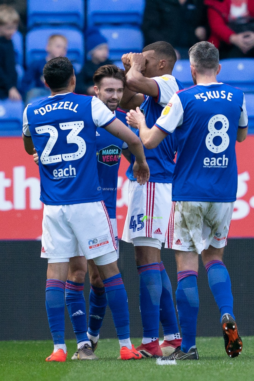 Ipswich Town Collin Quaner celebrates scoring his sides second goal 

6th April 2019 , University of Bolton Stadium, Bolton, England;  Sky bet Championship Football, Bolton Wanderers vs Ipswich Town 

Credit: Terry Donnelly/News Images