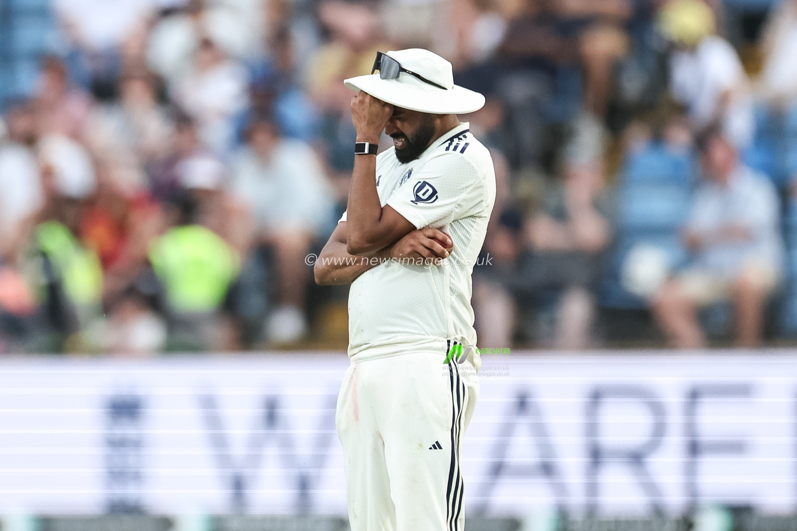 Mohammad Siraj of India reacts after catching out Harry Brook of England to a no ball, Brook not out during the 1st Rothesay Test Match Day 2 England vs India at Headingley Cricket Ground, Leeds, United Kingdom, 21st June 2025

(Photo by Mark Cosgrove/News Images)