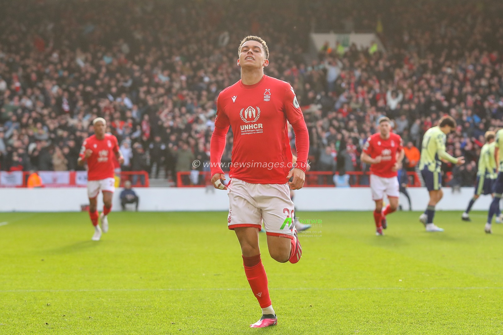 Brennan Johnson #20 of Nottingham Forest celebrates his goal to make it 1-0 during the Premier League match Nottingham Forest vs Leeds United at City Ground, Nottingham, United Kingdom, 5th February 2023

(Photo by Gareth Evans/News Images)