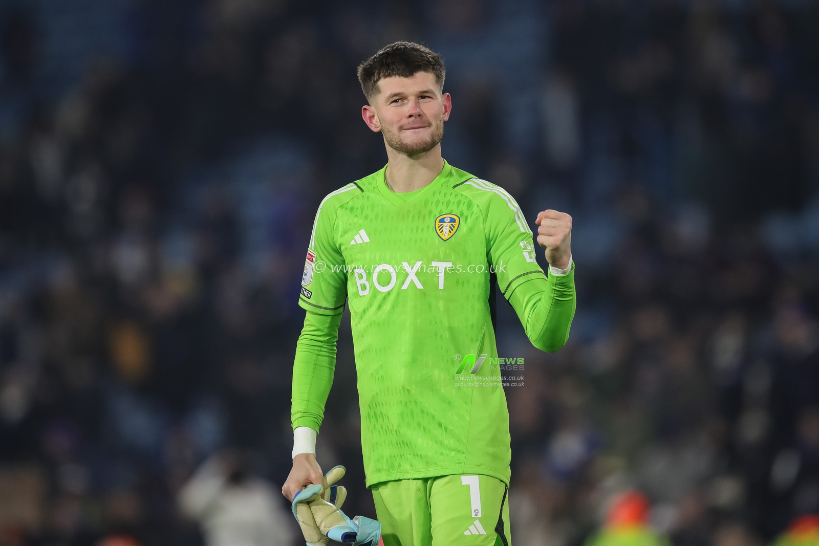 Illan Meslier #1 of Leeds United celebrates the win during the Sky Bet Championship match Leeds United vs Middlesbrough at Elland Road, Leeds, United Kingdom, 2nd December 2023

(Photo by James Heaton/News Images)