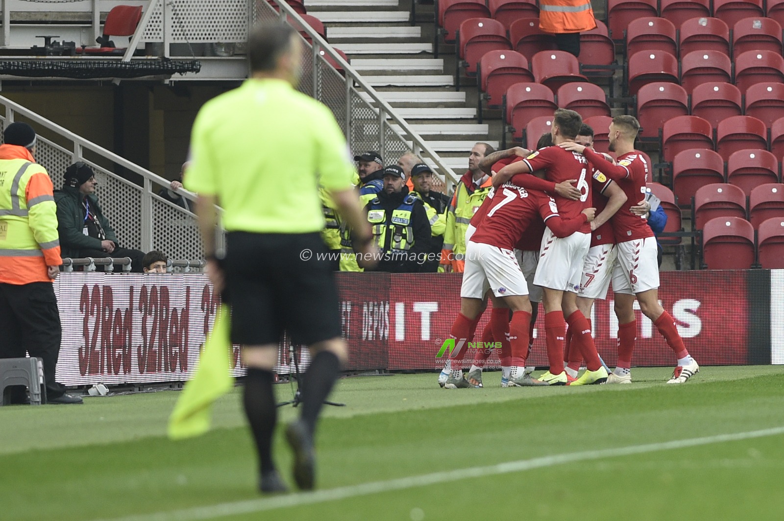 24th November 2019, Riverside Stadium, Middlesbrough, England; Sky Bet Championship, Middlesbrough v Hull City : Ashley Fletcher (11) of Middlesbrough celebrates with his team mates after scoring

Credit: Iam Burn/News Images