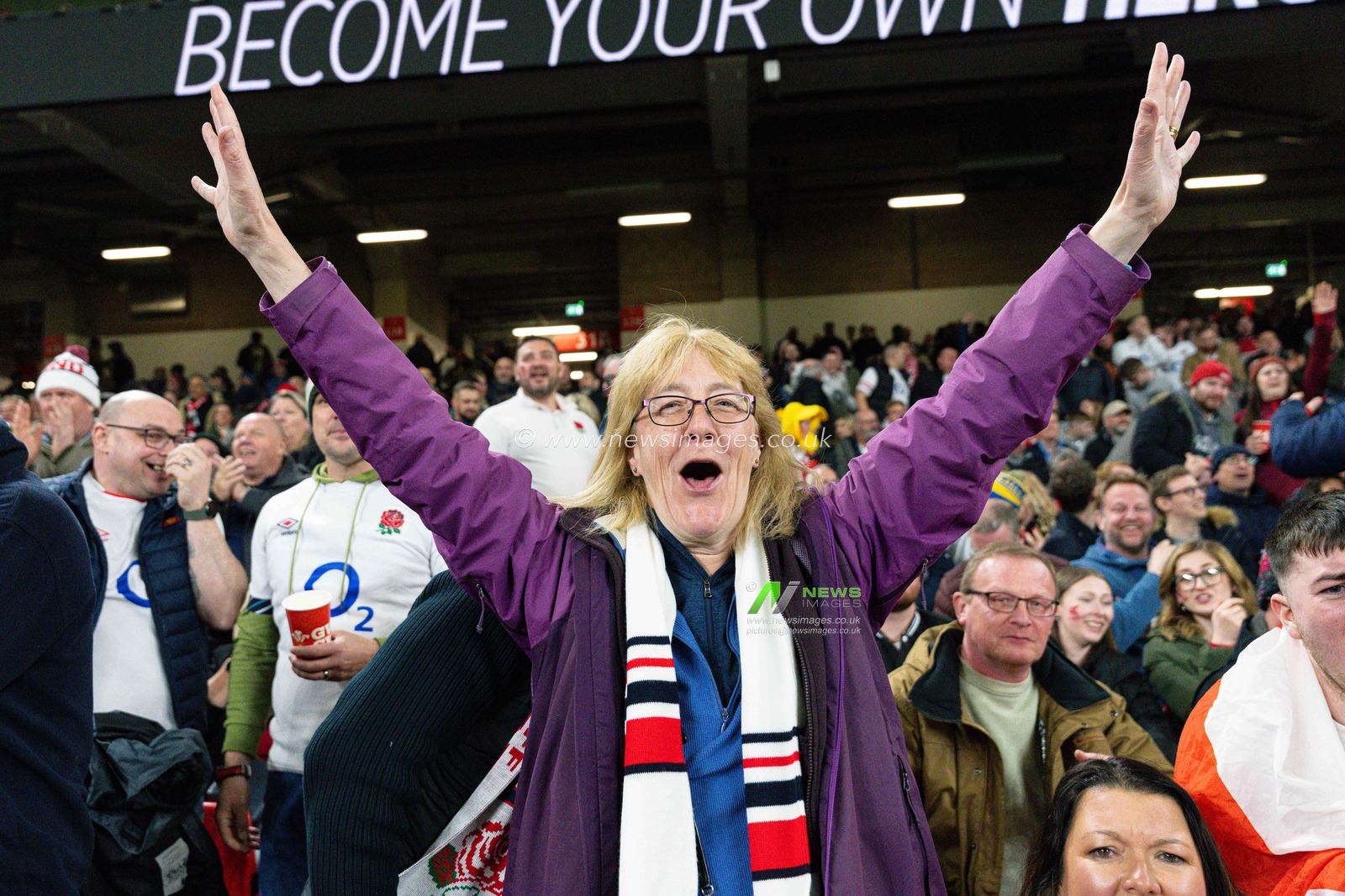 England fans during the 2025 Guinness 6 Nations match Wales vs England at Principality Stadium, Cardiff, United Kingdom, 15th March 2025

(Photo by Andrew Lewis/News Images)