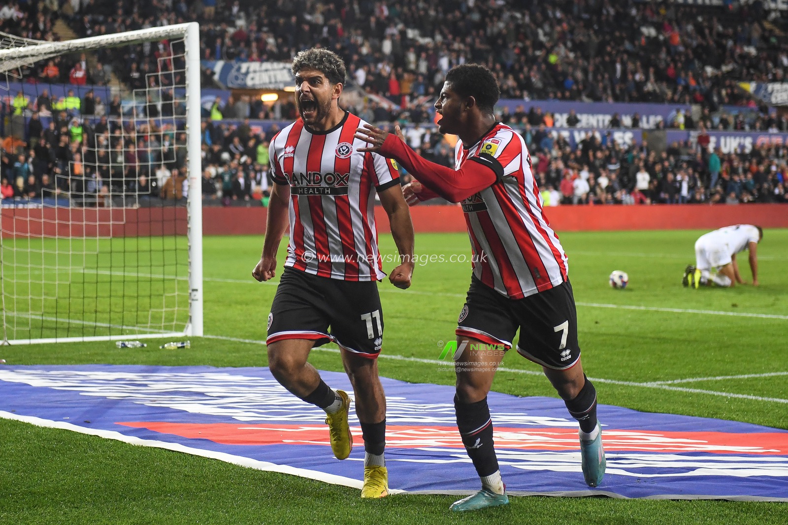 Reda Khadra #11 of Sheffield United celebrates his goal to make it 0-1 during the Sky Bet Championship match Swansea City vs Sheffield United at Swansea.com Stadium, Swansea, United Kingdom, 13th September 2022

(Photo by Mike Jones/News Images)