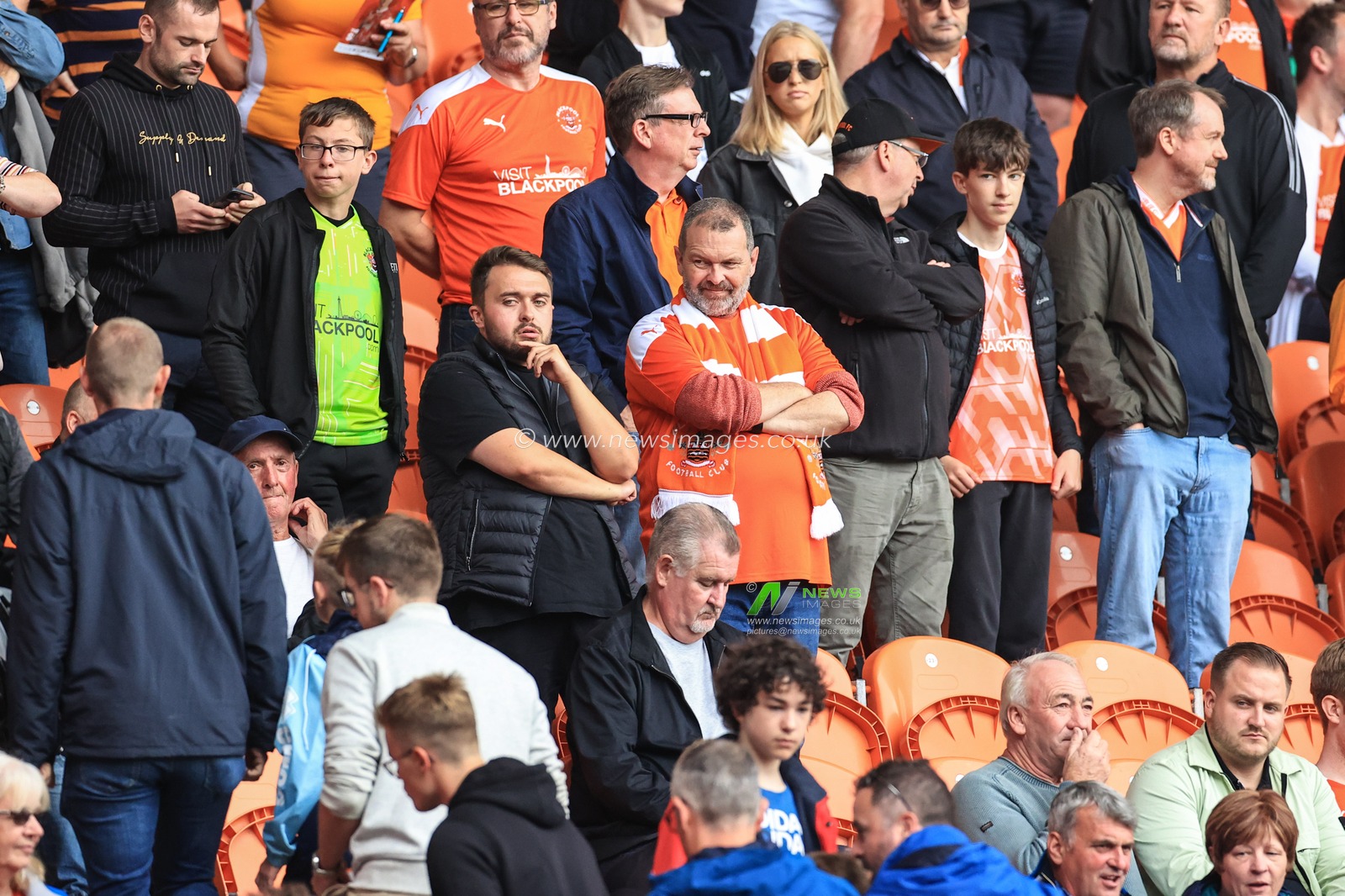 Blackpool fans watching the pre-game warm-up