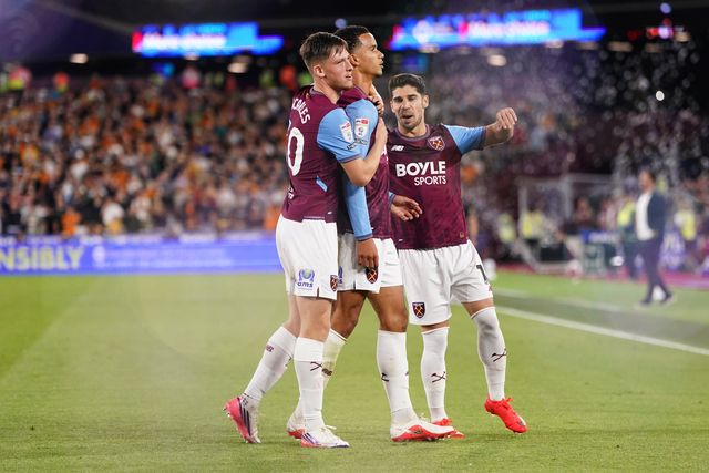 Divine Mukasa of West Ham United celebrates goal to make it 3-1 during the Sky Bet Championship match West Ham United vs Wolverhampton Wanderers at London Stadium, London, United Kingdom on 01 September 2026

(Photo by Harvey Murphy/News Images)