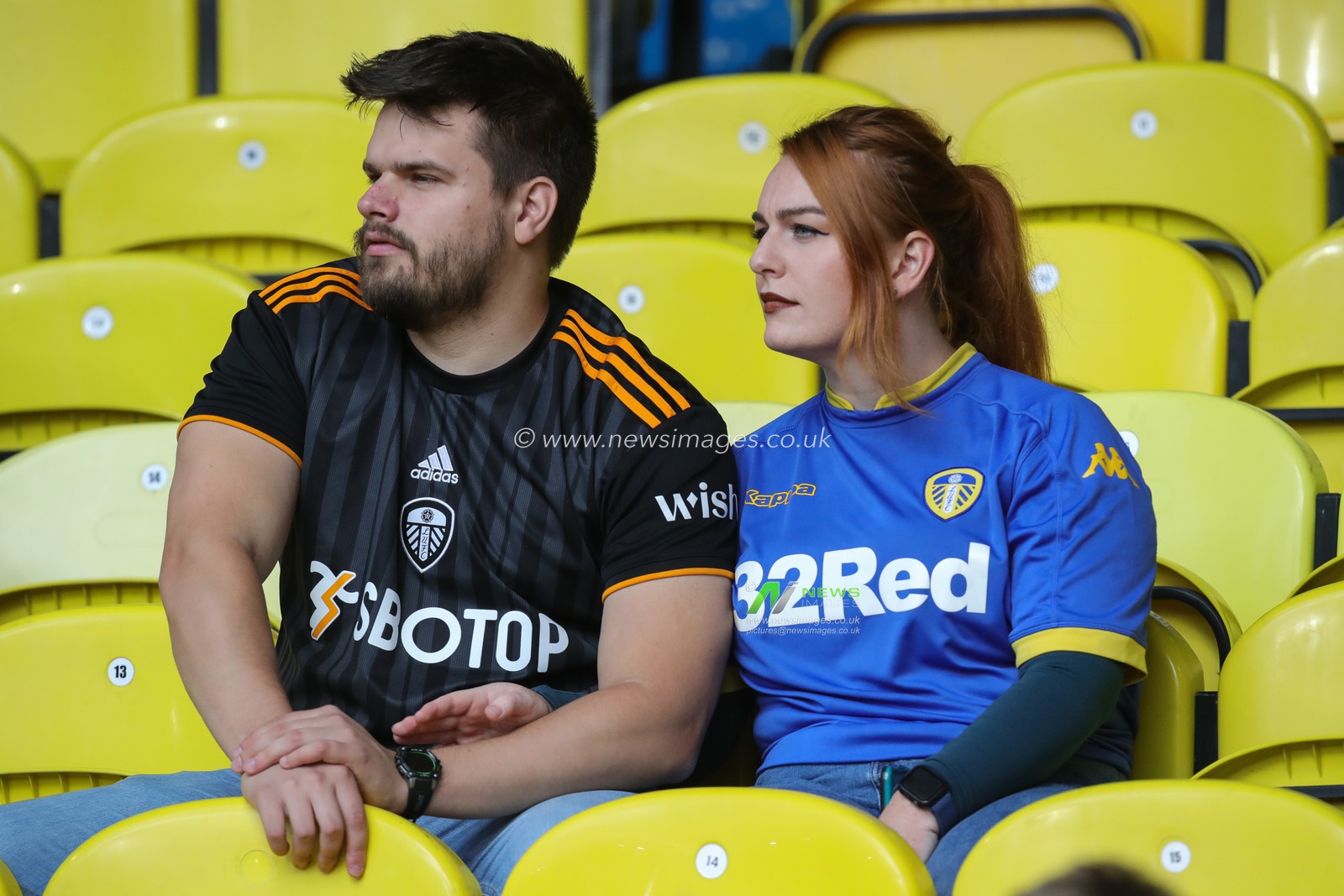 Leeds United supporters watch their team warm up ahead of the Carabao Cup match Leeds United vs Shrewsbury Town at Elland Road, Leeds, United Kingdom, 9th August 2023

(Photo by James Heaton/News Images)