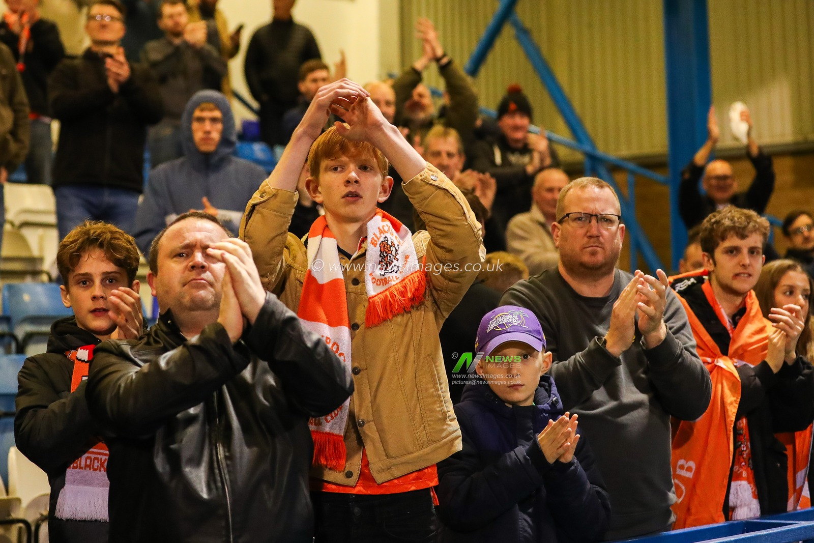Blackpool fans celebrate the teams win following the Emirates FA Cup First Round match Gillingham vs Blackpool at MEMS Priestfield Stadium, Gillingham, United Kingdom, 2nd November 2024

(Photo by Izzy Poles/News Images)