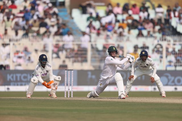 Batsman Corbin Bosch of South Africa strikes and hits a boundary during the IDFC First Bank Test Day 3 match India vs South Africa at Eden Gardens, Kolkata, India, 16th November 2025

(Photo by Shubhajit Roy Karmakar/News Images)


