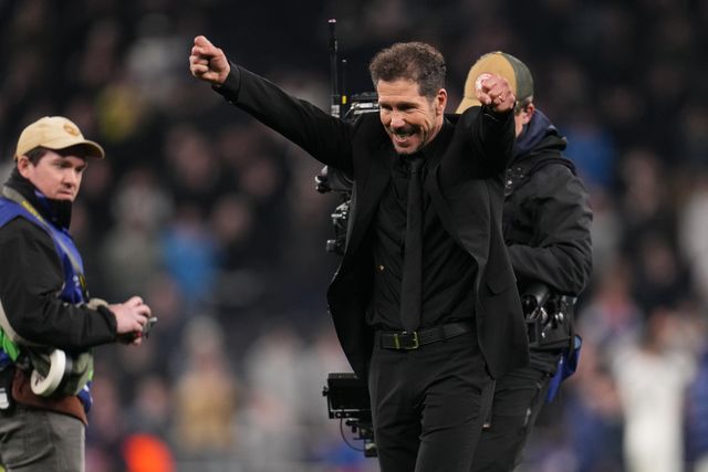 Diego Simeone manager of Atlético Madrid celebrates at full time with away support during the UEFA Champions League match Tottenham Hotspur vs Atletico Madrid at Tottenham Hotspur Stadium, London, United Kingdom on 18 March 2026

(Photo by Harvey Murphy/News Images)