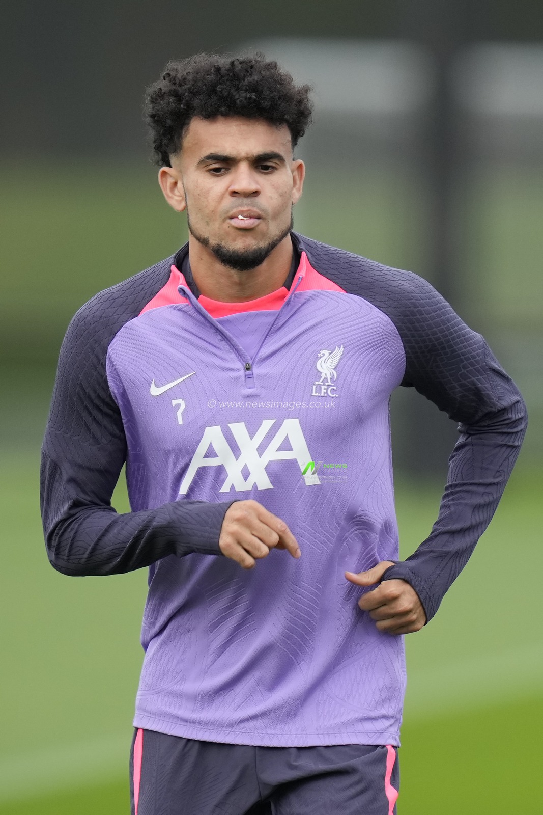 Luis DÃ­az #7 of Liverpool during the Europa League Training Session at AXA Training Centre, Kirkby, United Kingdom, 4th October 2023

(Photo by Steve Flynn/News Images)
