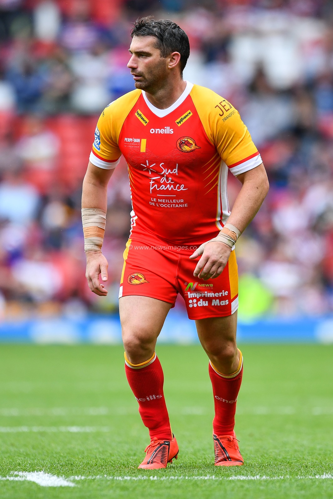 25th May 2019 , Anfield Stadium, Liverpool, England; Dacia Magic Weekend, Betfred Super League Round 16, Wakefield Trinity vs Catalans Dragons ; Matty Smith (7) of Catalans Dragons in action 

Credit: Craig Thomas/News Images