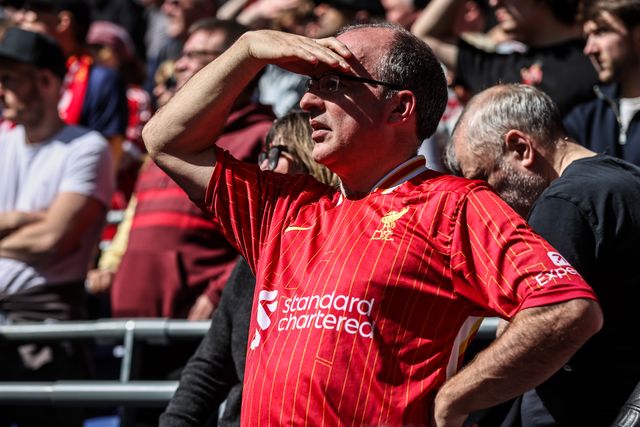 Liverpool fans during the Premier League match Everton vs Liverpool at Hill Dickinson Stadium, Liverpool, United Kingdom on 19 April 2026

(Photo by Alfie Cosgrove/News Images)