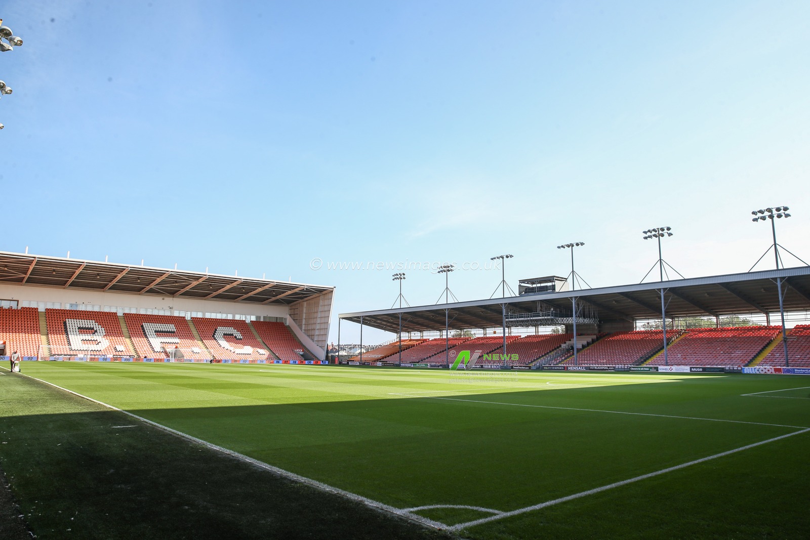 A general view inside of Bloomfield Road, home of Blackpool ahead of the Sky Bet League 1 match Blackpool vs Wycombe Wanderers at Bloomfield Road, Blackpool, United Kingdom, 31st August 2024

(Photo by Gareth Evans/News Images)
