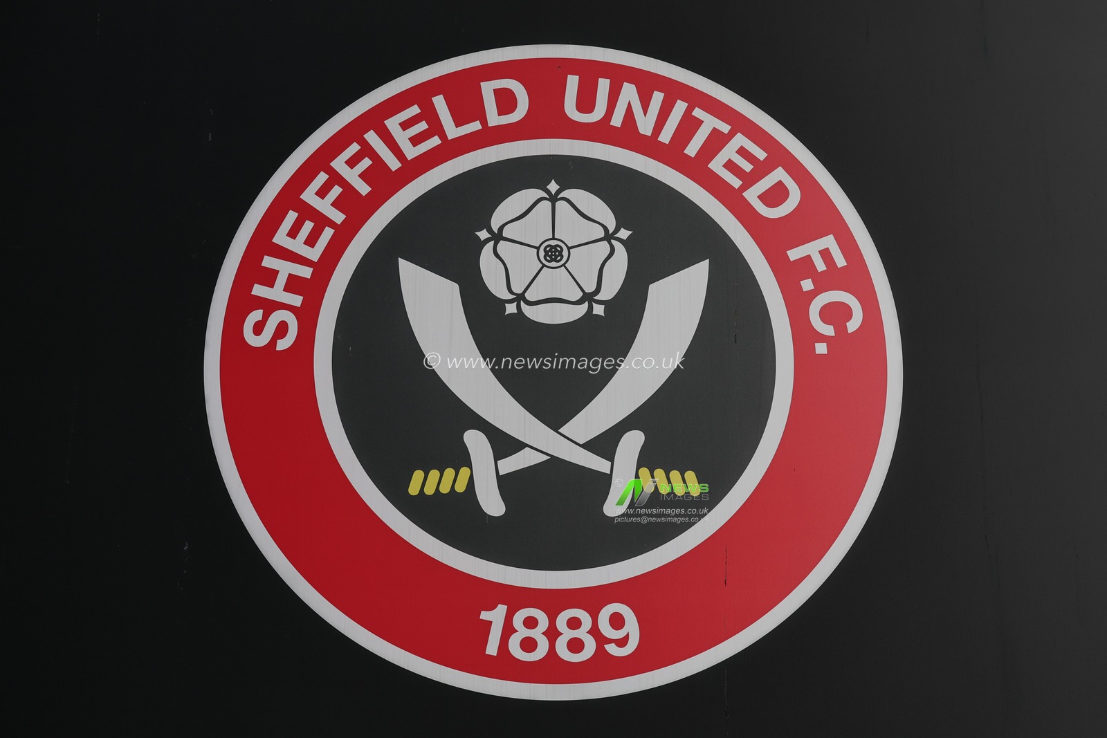 A Sheffield united badge during the Premier League match Sheffield United vs West Ham United at Bramall Lane, Sheffield, United Kingdom, 21st January 2024

(Photo by Mark Cosgrove/News Images)