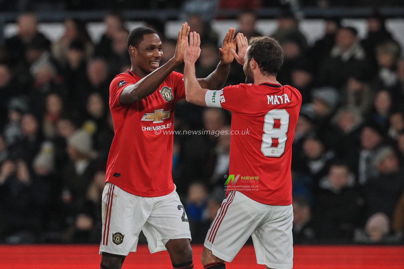 5th March 2020, Pride Park Stadium, Derby, England; Emirates FA Cup 5th Round, Derby County v Manchester United : Odion Ighalo (25) of Manchester United celebrates his goal to make it 0-3 with Juan Mata (8) of Manchester United