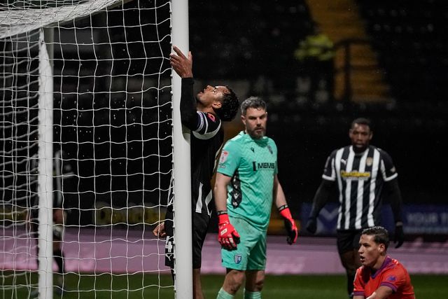 Jacob Bedeau of Notts County reacts after a missed chance on goal during the Sky Bet League 2 match Notts County vs Gillingham at Meadow Lane, Nottingham, United Kingdom, 3rd February 2026

(Photo by Maynard Manyowa/News Images)