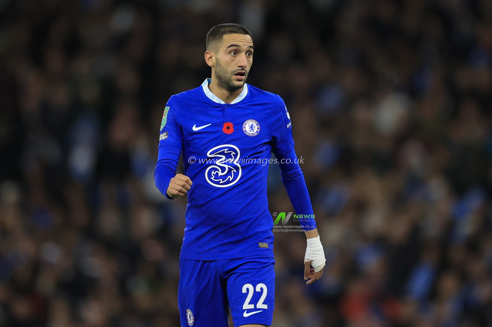 Hakim Ziyech #22 of Chelsea during the Carabao Cup Third Round match Manchester City vs Chelsea at Etihad Stadium, Manchester, United Kingdom, 9th November 2022

(Photo by Conor Molloy/News Images)