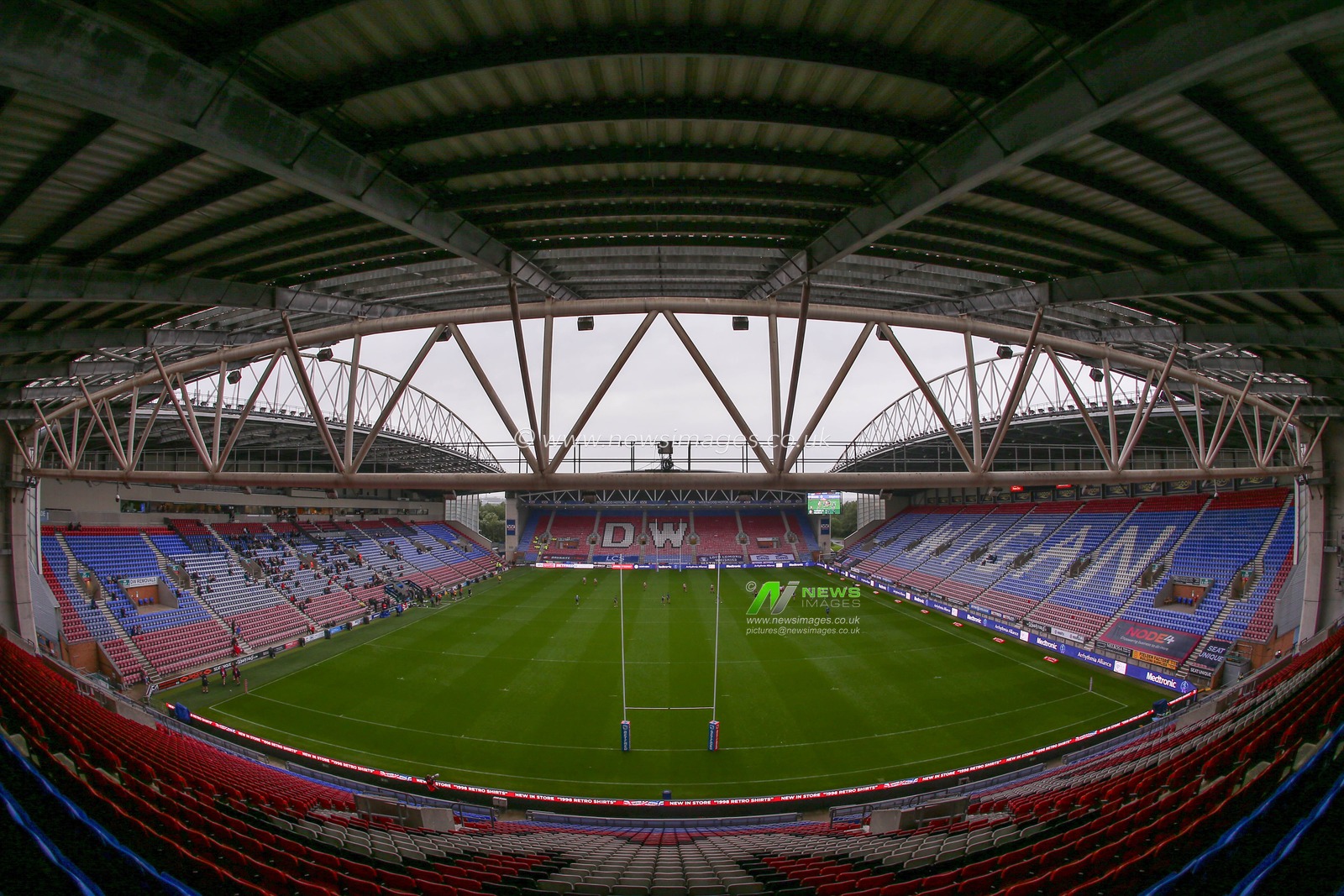 A general view inside of DW Stadium, home of Wigan Warriors ahead of the Betfred Super League match Round 19 Wigan Warriors vs Warrington Wolves at DW Stadium, Wigan, United Kingdom, 14th July 2023

(Photo by Gareth Evans/News Images)