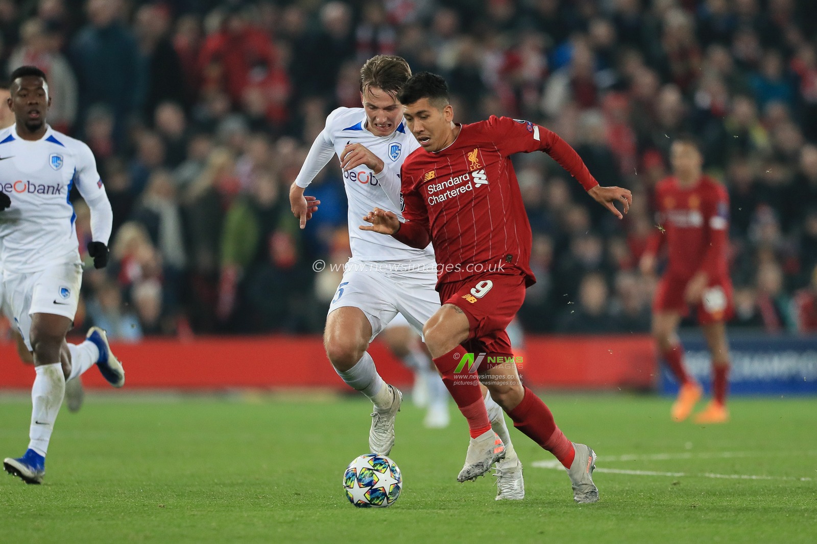 5th November 2019, Anfield, Liverpool, England; UEFA Champions League, Liverpool v KRC Genk : Roberto Firmino (9) of Liverpool 

Credit: Mark Cosgrove/News Images