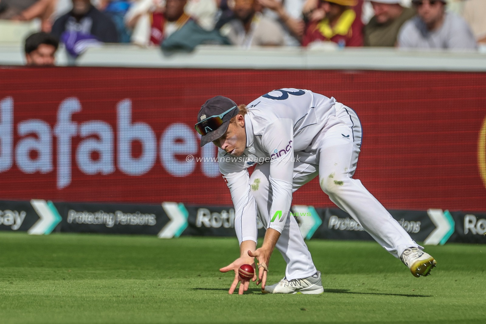 Ollie Pope of England fields the ball during the 3rd Rothesay Test Match Day One match England vs West Indies at Edgbaston, Birmingham, United Kingdom, 26th July 2024

(Photo by Mark Cosgrove/News Images)