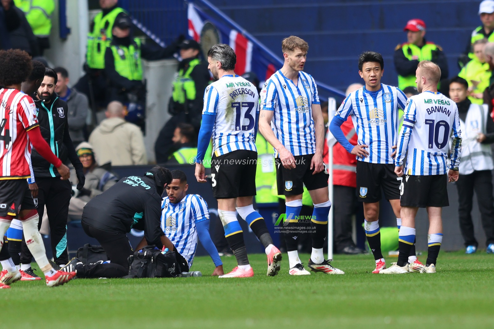 Max Lowe of Sheffield Wednesday receives treatmentduring the Sky Bet Championship match Sheffield Wednesday vs Sheffield United at Hillsborough, Sheffield, United Kingdom, 16th March 2025

(Photo by Alex Roebuck/News Images)