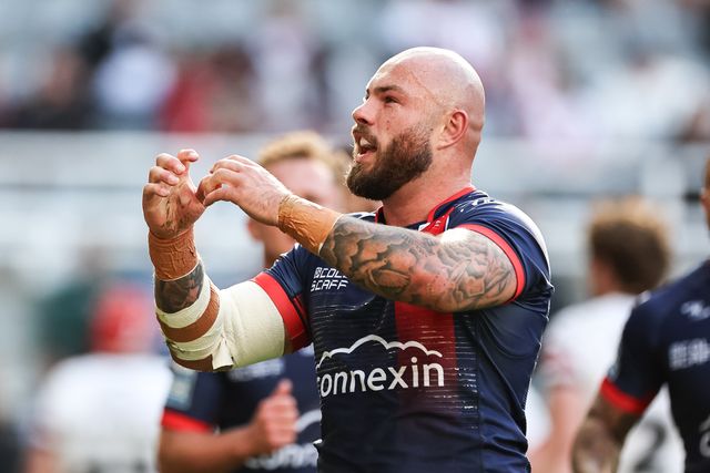 Sam Luckley of Hull KR celebrates his try during the Betfred Magic Weekend 2025 match Hull KR vs Salford Red Devils at St. James's Park, Newcastle, United Kingdom, 3rd May 2025

(Photo by Mark Cosgrove/News Images)