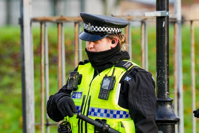 Police officers man a cordon on Cambridge Street, Derby, during a Major Explosives Incident in Derby that began on Thursday December 4 when police executed a warrant at an address on Vulcan Street, Derby, that saw two men arrested on suspicion of explosives offences and 200 homes evacuated (Maynard Manyowa / News Images)