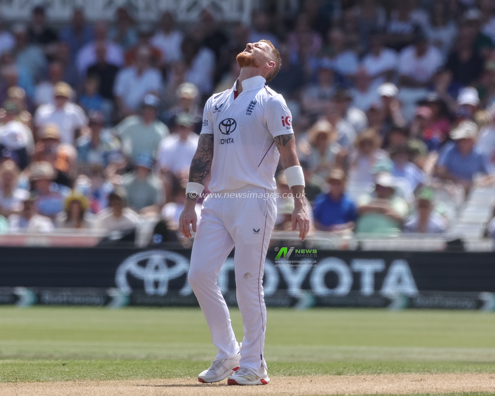 England captain Ben Stokes reacts after Mitchell Santner hits a four off his ball during the 3rd Rothesay Test Match Day 2 match England vs New Zealand at Trent Bridge, Nottingham, United Kingdom on 26 June 2026

(Photo by Mark Cosgrove/News Images)