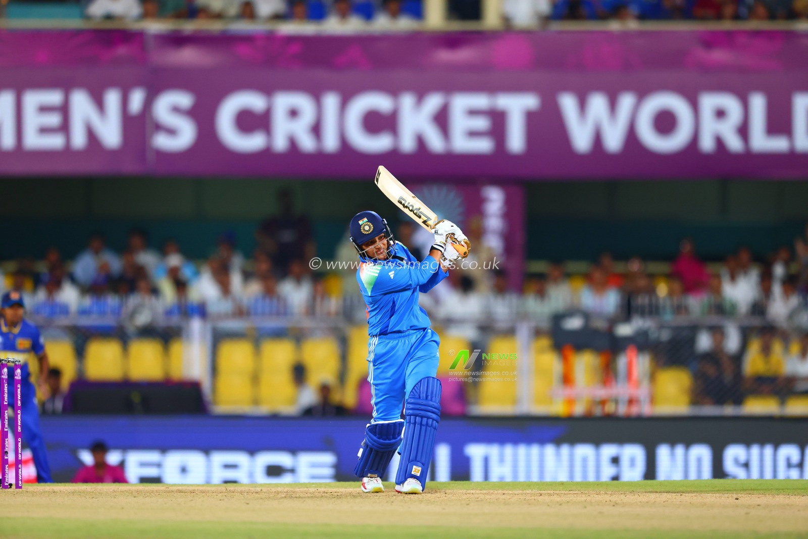 Sneh Rana of India hitting a four during the ICC Women's World Cup India Women v Sri Lanka Women at ACA Barsapara Cricket Stadium, Guwahati, India, 30th September 2025

(Photo by Shubhajit Roy Karmakar/News Images)