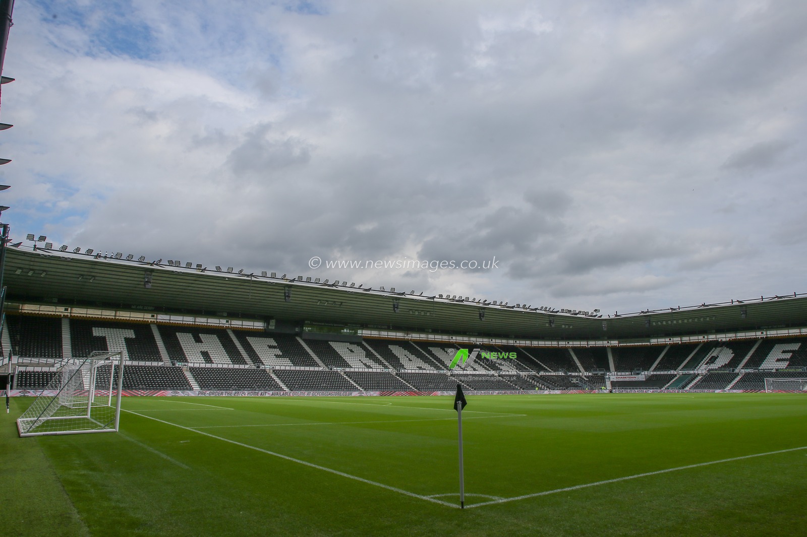 A general view inside of Pride Park Stadium, home of Derby County ahead of the Carabao Cup match Derby County vs Blackpool at Pride Park Stadium, Derby, United Kingdom, 8th August 2023

(Photo by Gareth Evans/News Images)