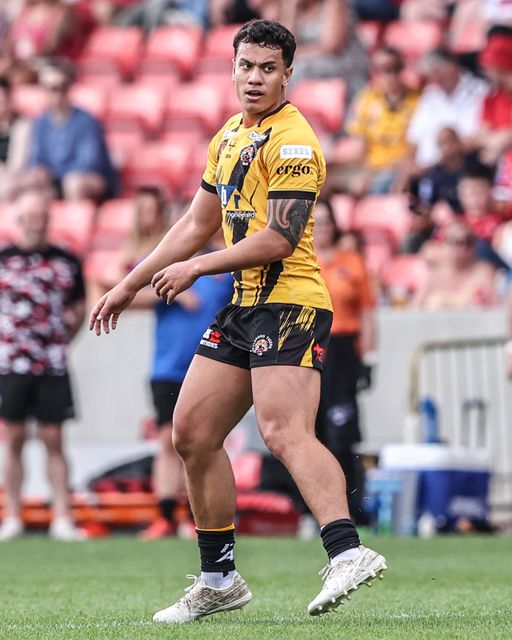 Daejarn Asi of Castleford Tigers during the Betfred Super League Round 18 match Salford Red Devils vs Castleford Tigers at Salford Community Stadium, Eccles, United Kingdom, 13th July 2025

(Photo by Alfie Cosgrove/News Images)