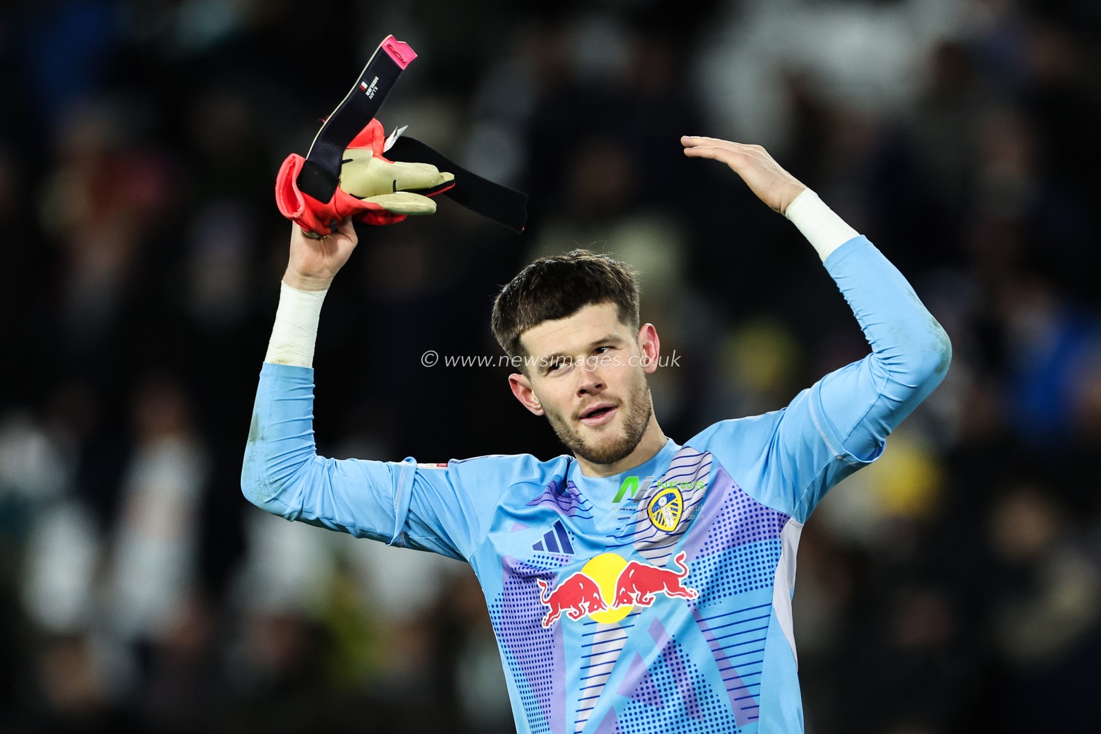 Illan Meslier of Leeds United celebrates his teams win after the Sky Bet Championship match Leeds United vs Middlesbrough at Elland Road, Leeds, United Kingdom, 10th December 2024

(Photo by Mark Cosgrove/News Images)