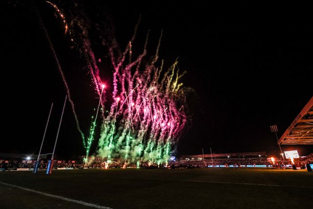 The pre-match firework display during the Betfred Super League match Wakefield Trinity vs Hull FC at DIY Kitchens Stadium, Wakefield, United Kingdom on 05 March 2026

(Photo by Alfie Cosgrove/News Images)