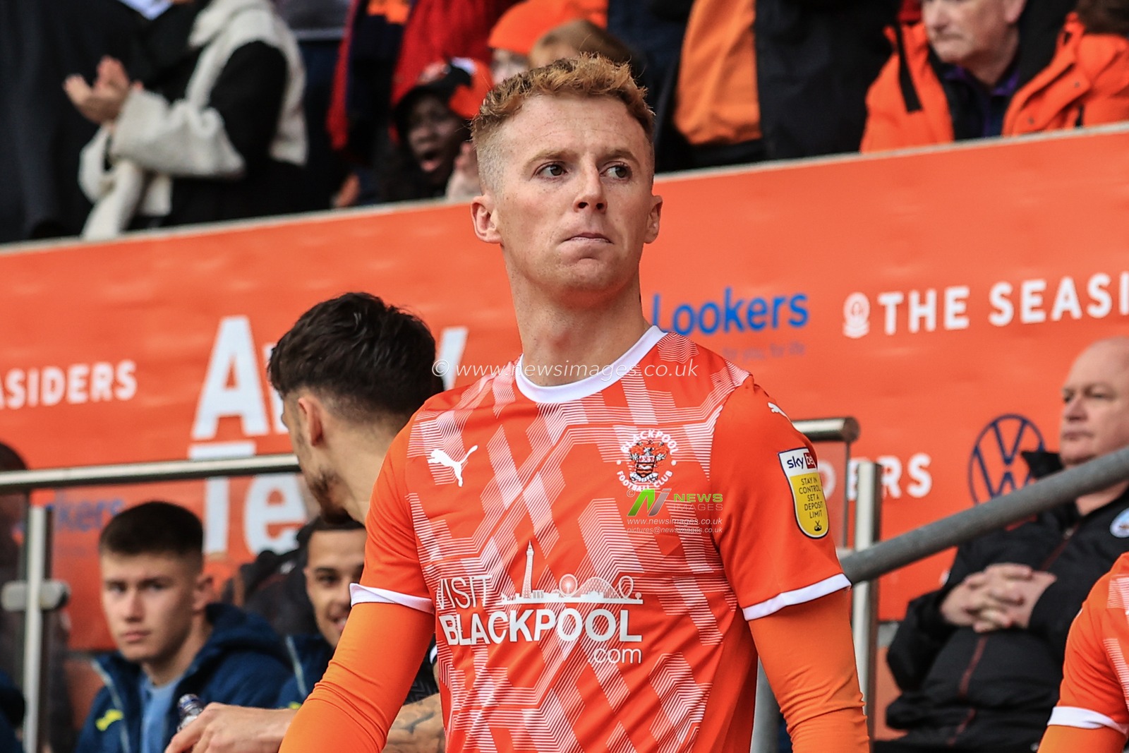Charlie Kirk #27 of Blackpool walks out for kick-off