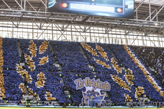 The pre match fan presentation during the Premier League match Everton vs Liverpool at Hill Dickinson Stadium, Liverpool, United Kingdom on 19 April 2026

(Photo by Alfie Cosgrove/News Images)