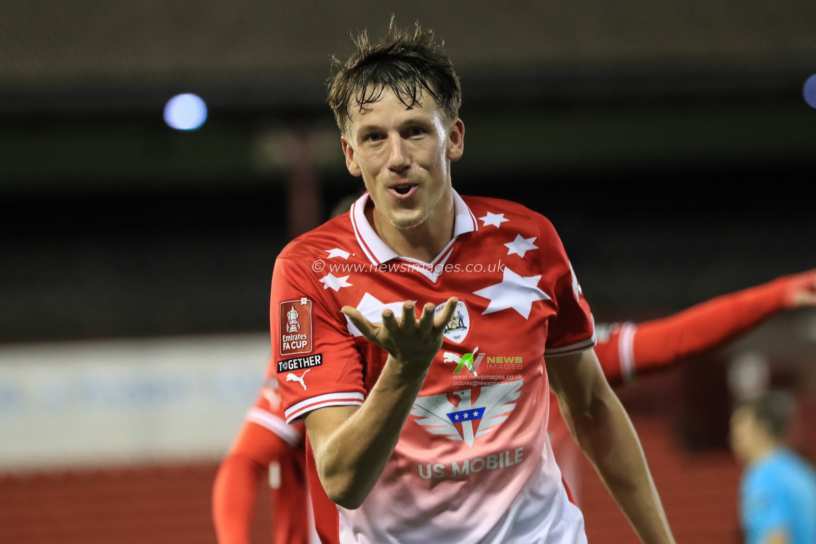 MaÃ«l de Gevigney #6 of Barnsley celebrates his goal to make it 3-2 during the Emirates FA Cup 1st Round match Barnsley vs Horsham FC at Oakwell, Barnsley, United Kingdom, 3rd November 2023

(Photo by Alfie Cosgrove/News Images)