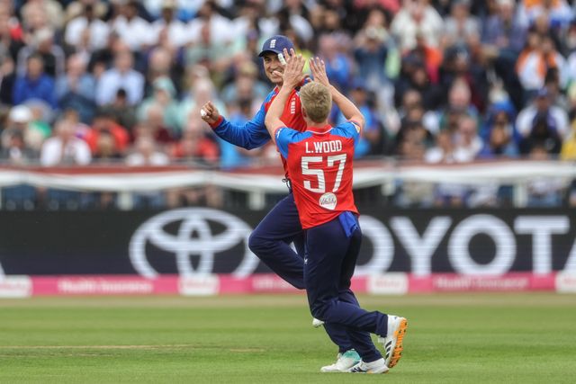 Tom Banton of England celebrates catching out Sanju Samson of India during the First Vitality T20 International match England vs India at Banks Homes Riverside Stadium, Chester-le-street, United Kingdom on 01 July 2026

(Photo by Mark Cosgrove/News Images)