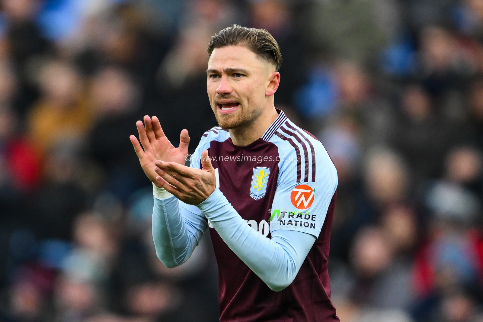 Matty Cash of Aston Villa encourages his side during the Premier League match Aston Villa vs Leicester City at Villa Park, Birmingham, United Kingdom, 4th January 2025

(Photo by Craig Thomas/News Images)
