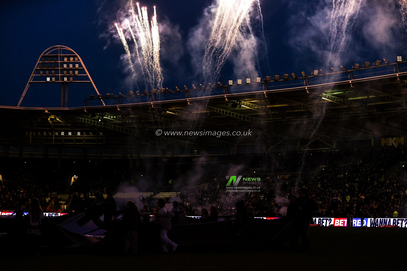 The pre-match firework display during the Betfred Super League round 1 match Hull FC vs Bradford Bulls at MKM Stadium, Hull, United Kingdom on 14 February 2026

(Photo by Alfie Cosgrove/News Images)