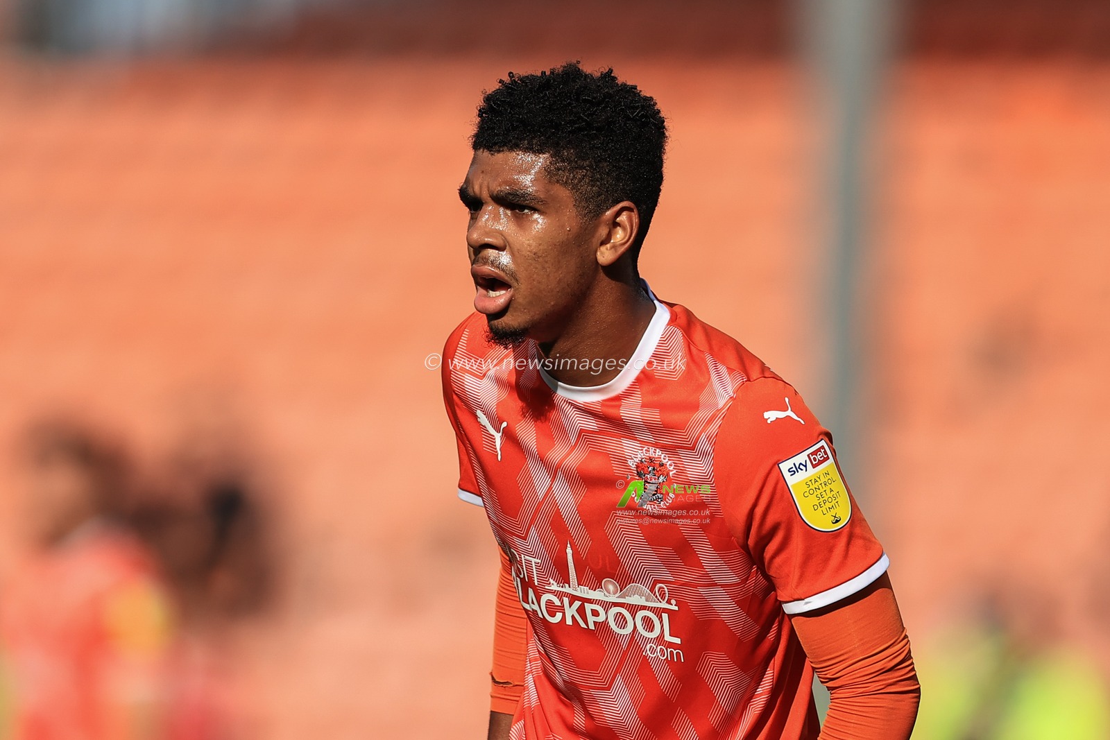 Tyreece John-Jules #28 of Blackpool during the game