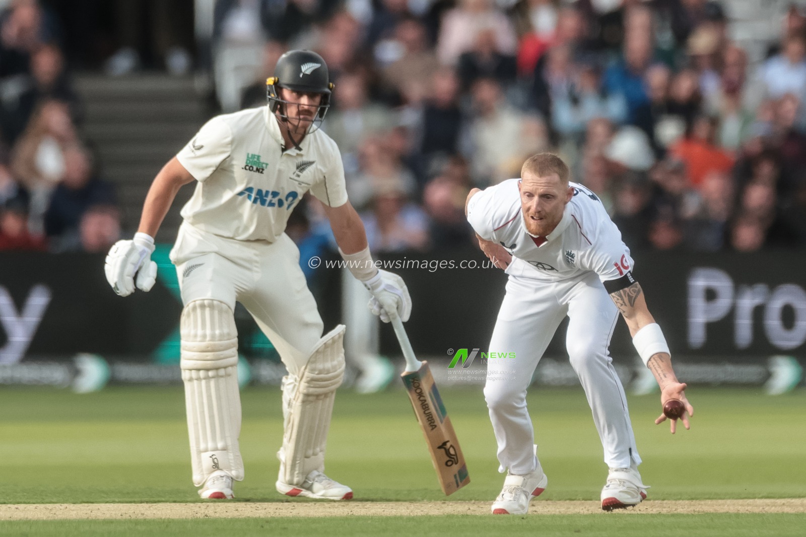 England captain Ben Stokes fields his own ball during the 1st Rothesay Test Match Day 1 England vs New Zealand at Lords, London, United Kingdom on 04 June 2026

(Photo by Mark Cosgrove/News Images)