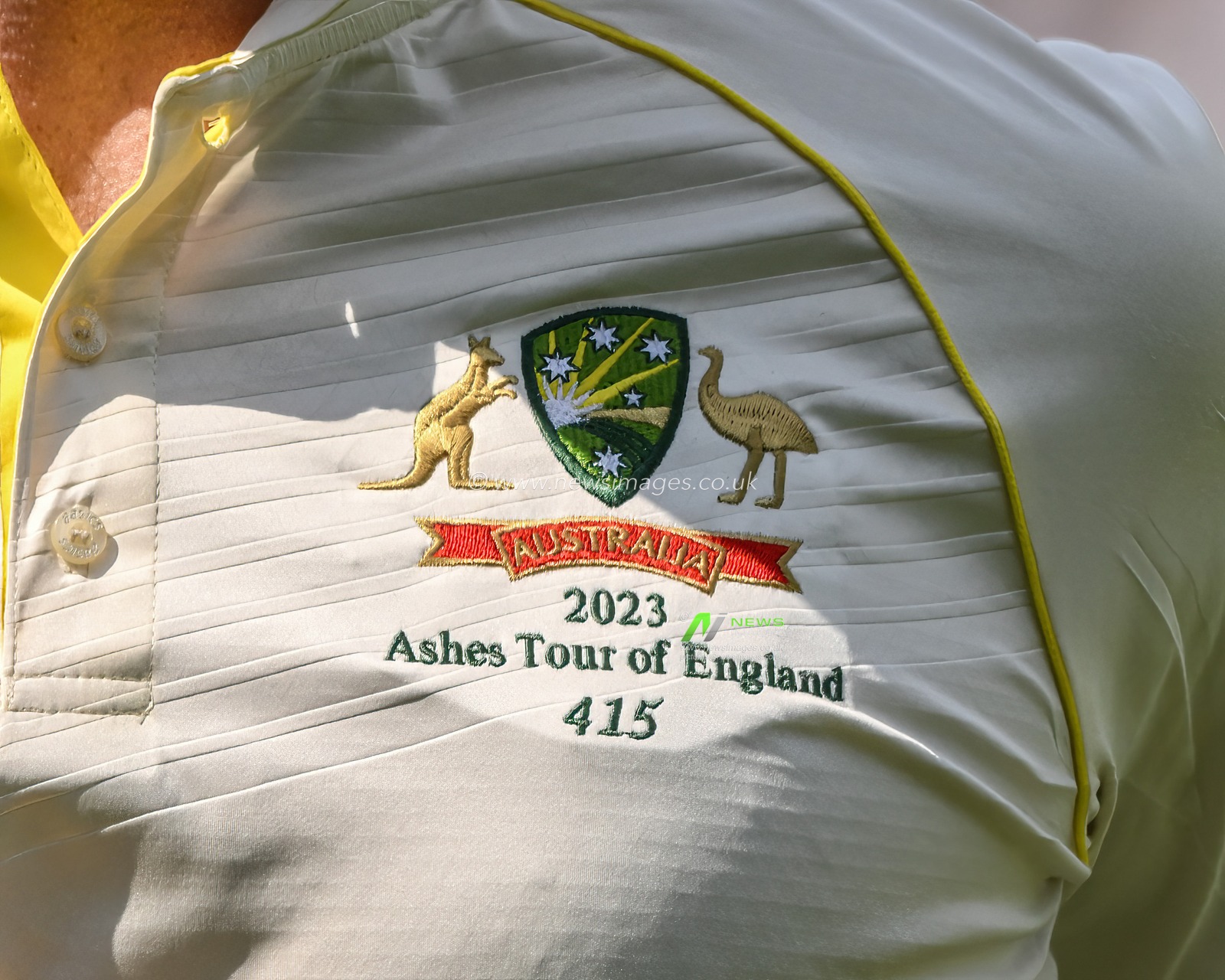Steven Smith of Australiaâ€™s tour badge on his shirt during the LV= Insurance Ashes First Test Series Day 1 England vs Australia at Edgbaston, Birmingham, United Kingdom, 16th June 2023

(Photo by Craig Thomas/News Images)