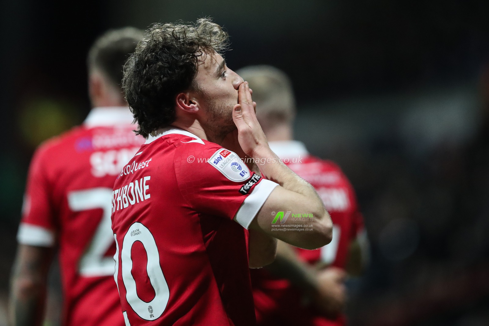 Ollie Rathbone of Wrexham celebrates his goal to make it 1-0 during the Sky Bet League 1 match Wrexham vs Birmingham City at SToK Cae Ras, Wrexham, United Kingdom, 23rd January 2025

(Photo by Gareth Evans/News Images)