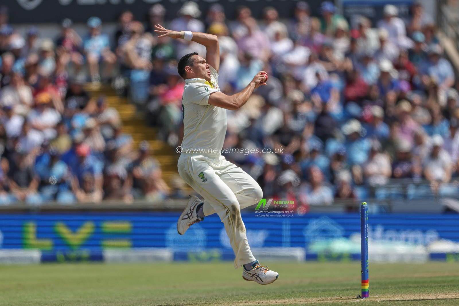 Scott Boland of Australia delivering the ball during the LV= Insurance Ashes Third Test Series Day 4 England vs Australia at Headingley Stadium, Leeds, United Kingdom, 9th July 2023

(Photo by Mark Cosgrove/News Images)