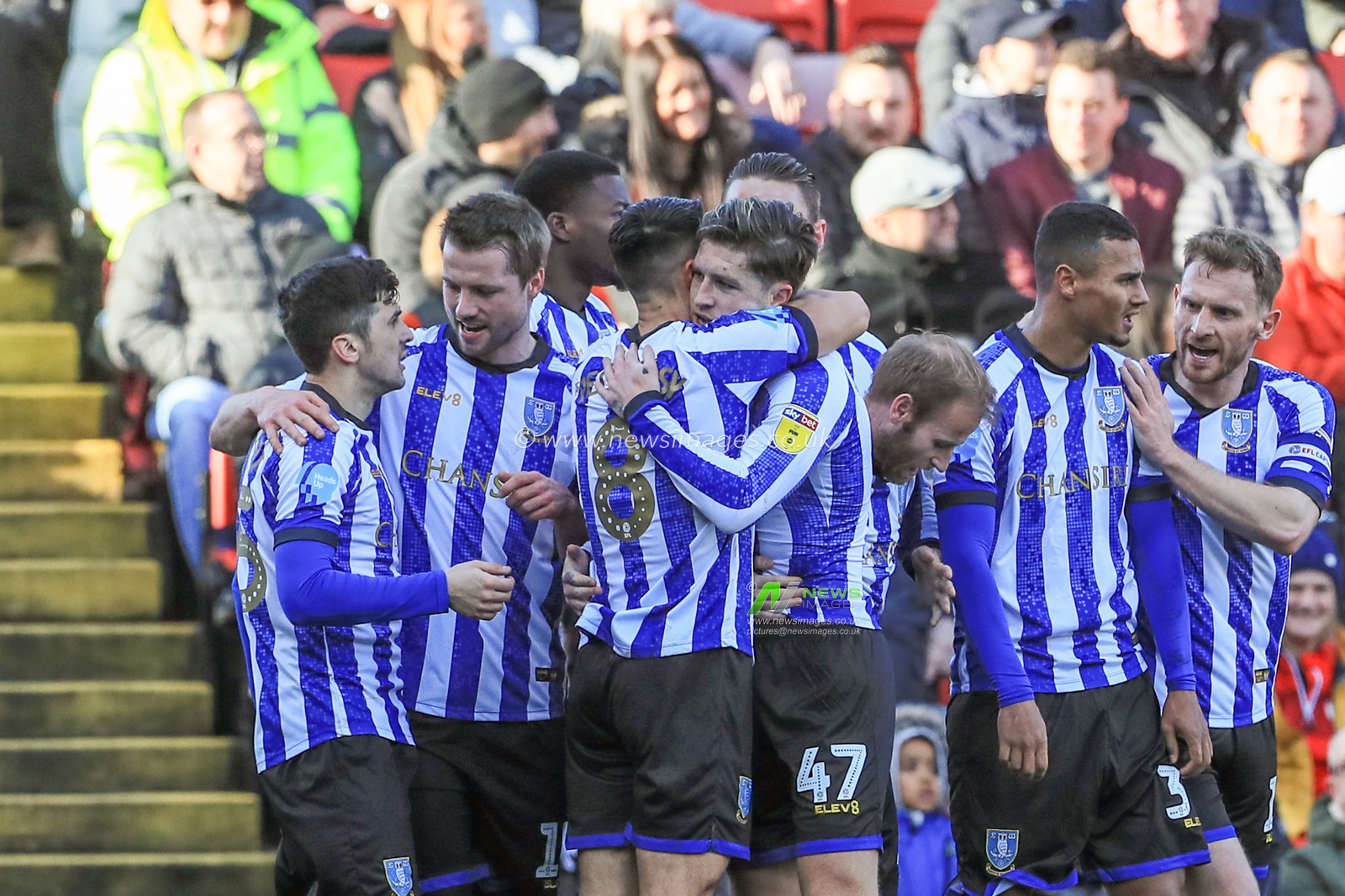 Josh Windas (47) of Sheffield Wednesday celebrates his goal to make it 0-1