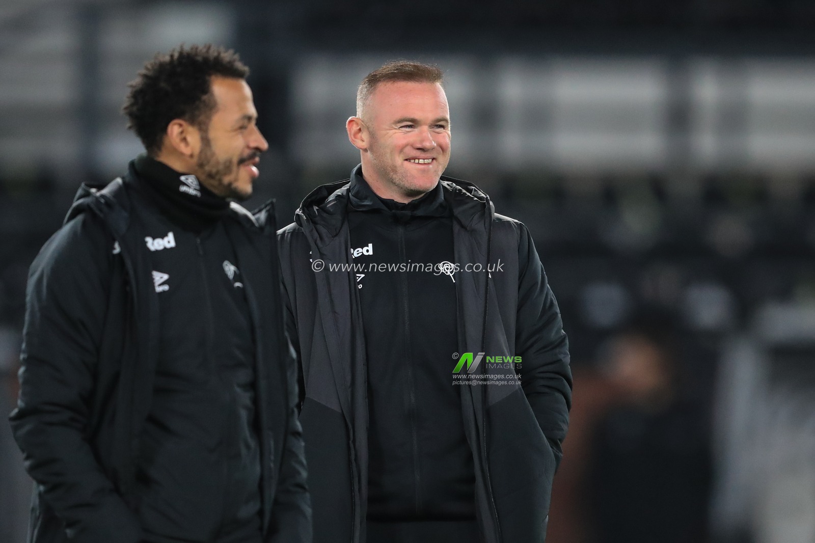 Wayne Rooney interim manager of Derby County during the pre-game warmup