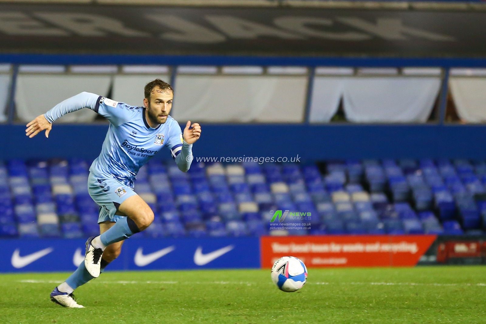 Liam Kelly #6 of Coventry City chases after the ball