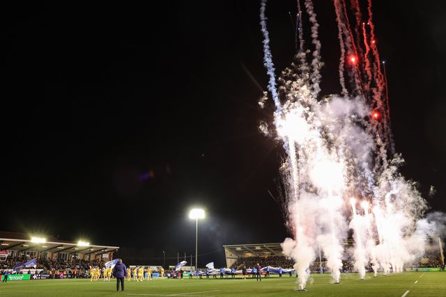 Players come of for the for game to pyrotechnics  during the Gallagher Premiership match Newcastle Red Bulls vs Northampton Saints at Kingston Park, Newcastle, United Kingdom, 17th October 2025

(Photo by Mark Cosgrove/News Images)